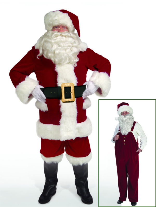 (Halco) Burgundy Velvet Overalls Santa Claus Costume