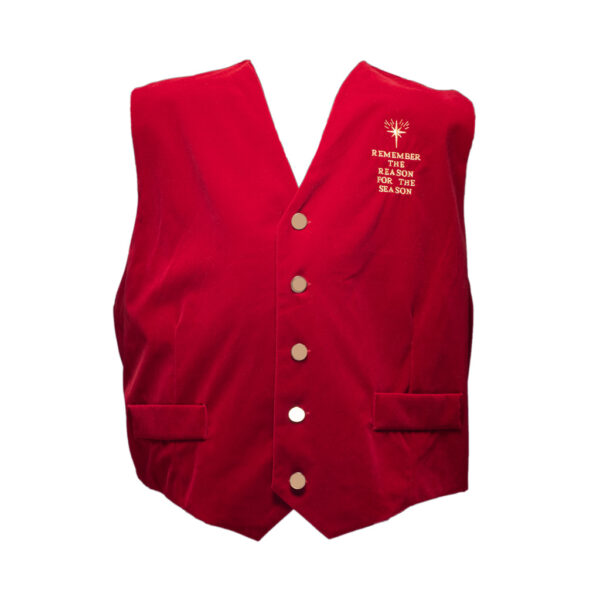 Embroidered Santa Velvet Vest With Buttons (Comes in several embroidery designs) - Image 5