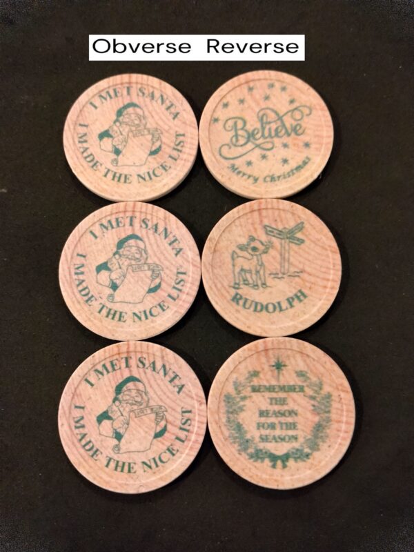Green Wooden Coins Santa