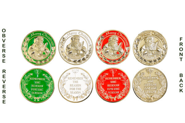 24K Gold-Plated Challenge Coins "Merry Christmas" Santa Claus Front / "Remember The Reason For The Season" Back