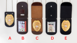 Leather Badge And Id Holder With Chain
