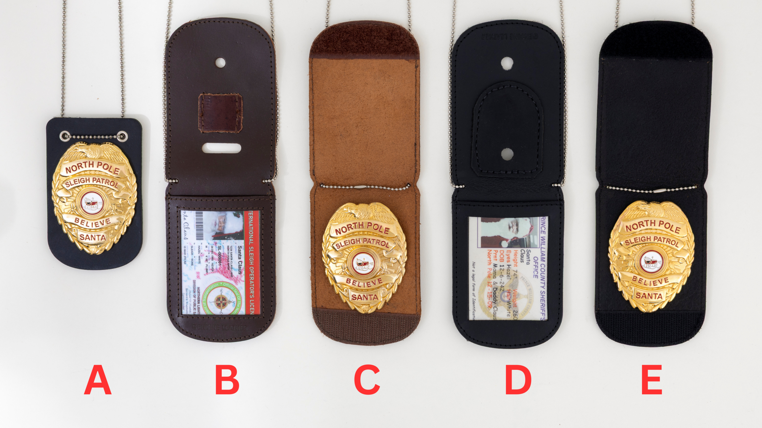 Leather Badge And Id Holder With Chain