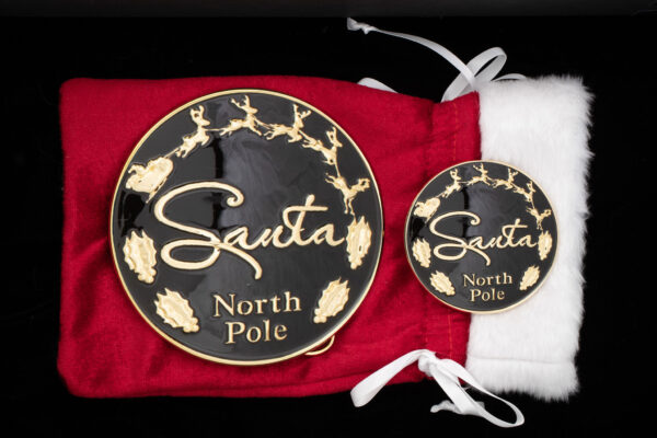 "Santa North Pole" Buckle Black Enamel Resin