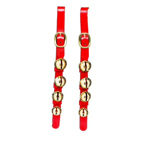 Hand Made Belt Bells - Professional Solid Brass Bells with Red straps! Leather Finished Front And Back. - Image 2