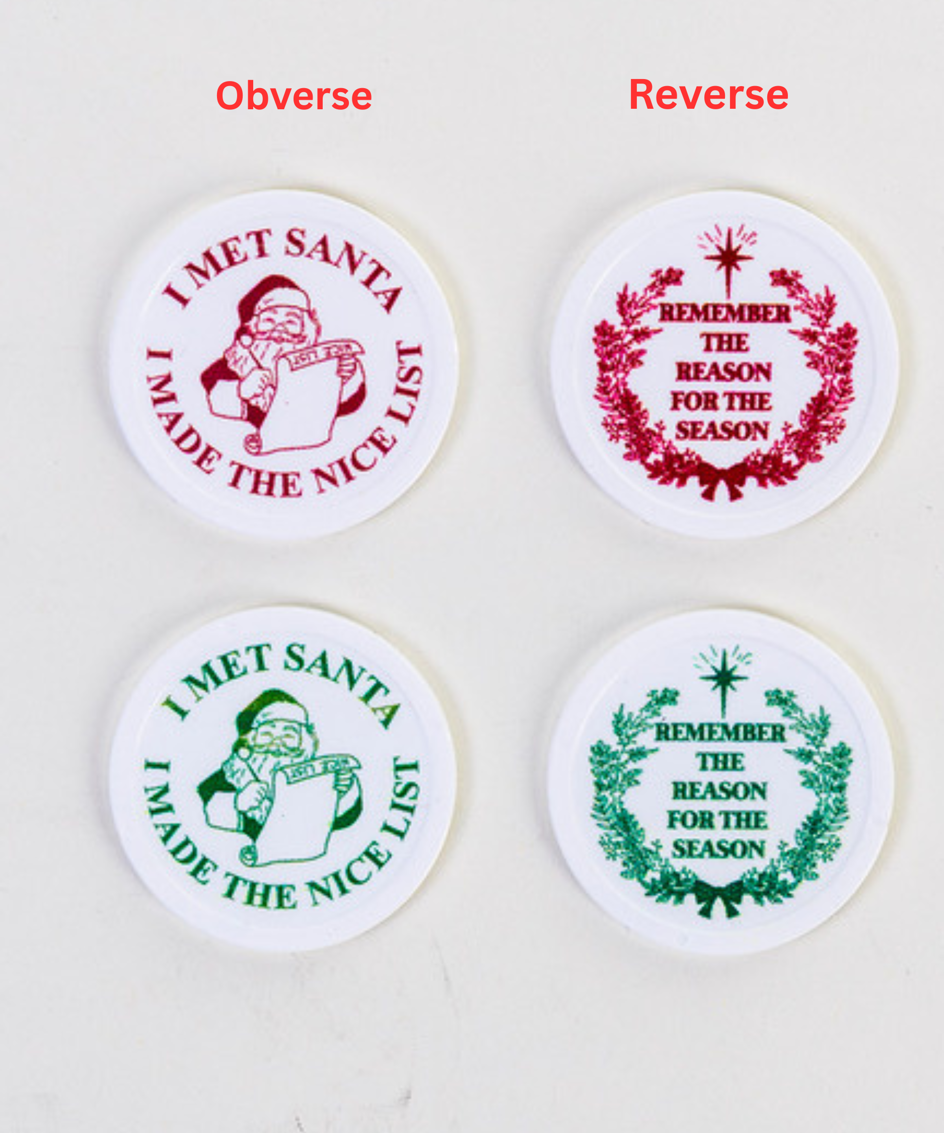 2026 NEW WHITE Plastic Give-Away Token – “I Met Santa” – Three Choices $12.95 Flat Rate Shipping - Image 3