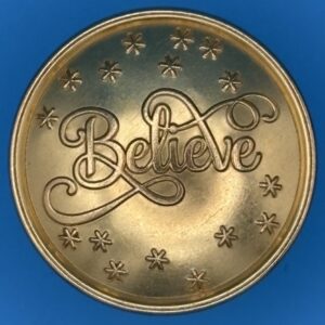 NEW 2026 1 1/8 Inch “Believe With Stars" Brass Sew On Or Removable.